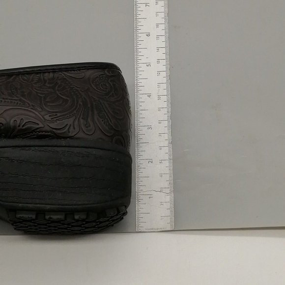 Safe T Step Womens Clog Shoe Brown Embossed Slip On Loafer Round Toe Wedge 9 - Picture 8 of 10